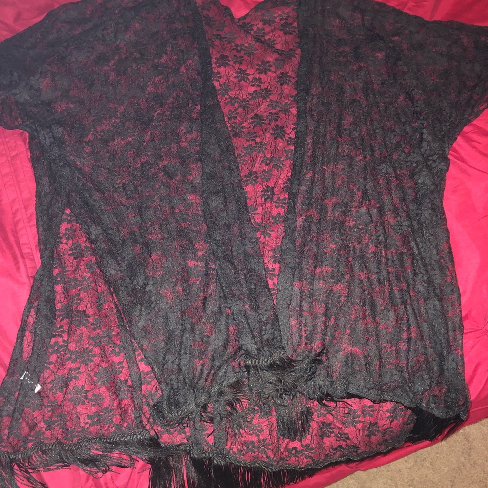 Black floral shawl